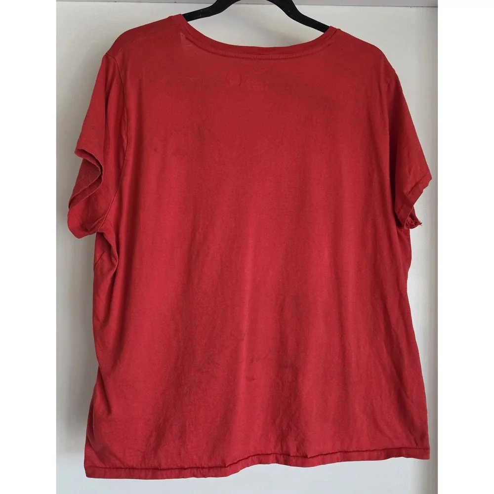 Polo Ralph Lauren V-Neck T-Shirt XXL Red Solid Short Sleeve Mens Classic Tee